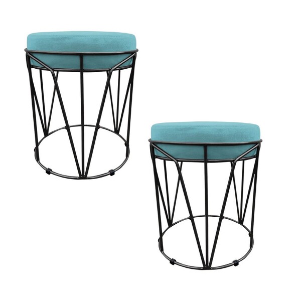 Kit 02 Puffs Multiuso Com Mesa Babu 2 Em 1 Suede Base Preto D