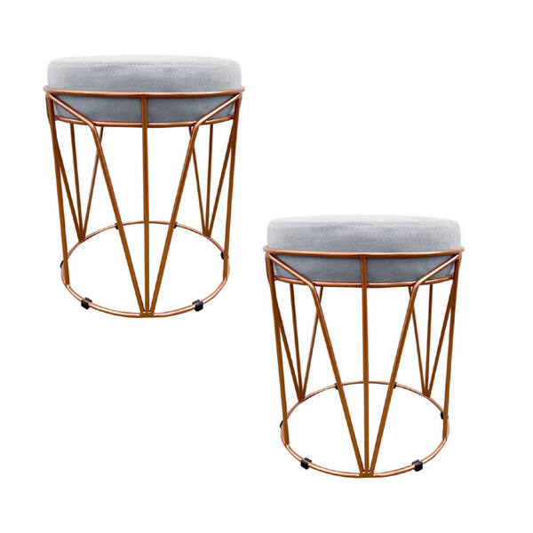 Kit 02 Puffs Multiuso Com Mesa Babu 2 Em 1 Suede Cinza Base C