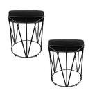 Kit 02 Puffs Multiuso Com Mesa Babu 2 Em 1 Suede Preto Base P