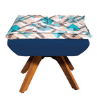 Kit 02 Puffs Opala Composê Suede Azul Marinho Com Estampado T