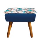 Kit 02 Puffs Opala Composê Suede Com Estampado Traçado Azul D