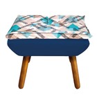 Kit 02 Puffs Opala Composê Suede Com Estampado Traçado Azul D