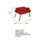Kit 02 Puffs Opala Palito Corano - Amarena Móveis - Vermelho