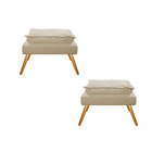 Kit 02 Puffs Opala Palito Mel Suede Bege - Amarena Móveis