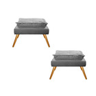 Kit 02 Puffs Opala Palito Mel Suede Cinza - Amarena Móveis