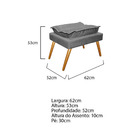 Kit 02 Puffs Opala Palito Mel Suede Cinza - Amarena Móveis