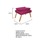 Kit 02 Puffs Opala Palito Mel Suede Pink - Amarena Móveis