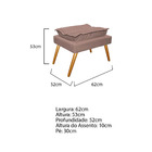 Kit 02 Puffs Opala Palito Mel Suede Rosê - Amarena Móveis