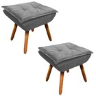 Kit 02 Puffs Opala Suede Grafite Pés Palito Castanho D'rossi