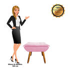 Kit 02 Puffs Opala Suede Rosa Bebê Pés Palito Castanho D'rossi