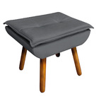 Kit 02 Puffs Opala Veludo Grafite Pés Palito Castanho - D'ros