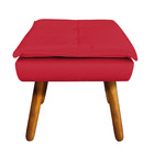 Kit 02 Puffs Opala Veludo Vermelho Pés Palito Castanho - D'ro