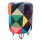 Kit 02 Puffs Oslo Estampados Triângulo Pés Aramado Preto – D'