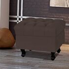 Kit 02 Puffs París L02 Luis Xv Capitone Suede Marrom Pés Made