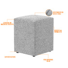 Kit 02 Puffs Quadrado Decorativo L02 Bouclê Cinza - Lyam Decor