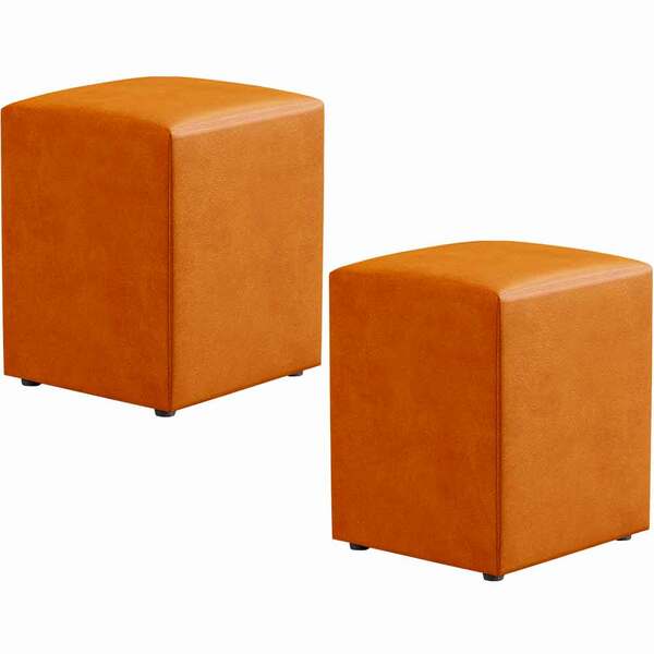 Kit 02 Puffs Quadrado Decorativo L02 Couríssimo Whisky - Lyam