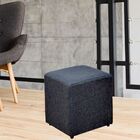 Kit 02 Puffs Quadrado L02 Decorativo Sala De Estar Linho Chum