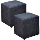 Kit 02 Puffs Quadrado L02 Decorativo Sala De Estar Linho Chum