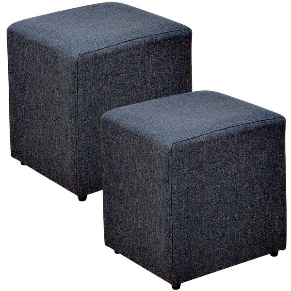 Kit 02 Puffs Quadrado L02 Decorativo Sala De Estar Linho Chum