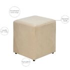 Kit 02 Puffs Quadrado L02 Decorativo Sala De Estar Suede Bege