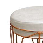 Kit 02 Puffs Redondo Aramado Íris Suede Bege - Amarena Móveis