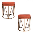 Kit 02 Puffs Redondo Aramado Íris Suede Terracota - Amarena M