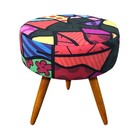 Kit 02 Puffs Redondo Lavínia Mosaico Sala Pés Palito - Ssx Mu