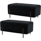 Kit 02 Puffs Retangular Decorativo Status 90x45 D02 Pés De Aç