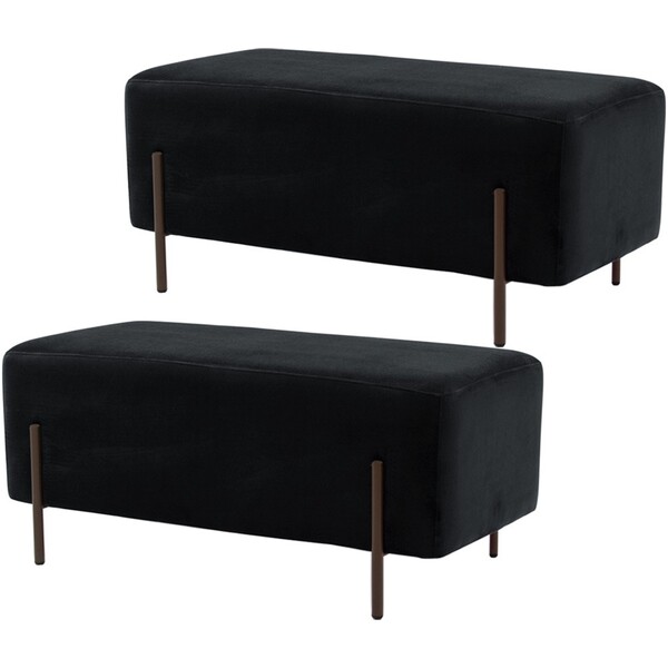 Kit 02 Puffs Retangular Decorativo Status 90x45 D02 Pés De Aç