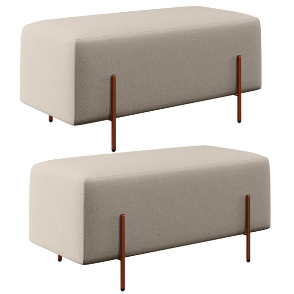 Kit 02 Puffs Retangular Decorativo Status 90x45 D02 Pés De Aç