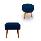 Kit 02 Puffs Retangular E Redondo Para Sala E Quarto Palito M