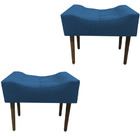 Kit 02 Puffs Retangular Para Sala E Quarto Palito Suede Azul