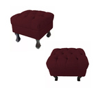 Kit 02 Puffs Retrô Fixo Luis Xv Capitonê Suede Bordô - Ds Est