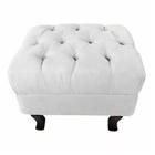 Kit 02 Puffs Retrô Luis Xv Fixo Capitonê Suede Branco - Ds Es