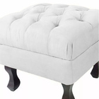 Kit 02 Puffs Retrô Luis Xv Fixo Capitonê Suede Branco - Ds Es