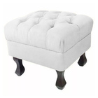 Kit 02 Puffs Retrô Luis Xv Fixo Capitonê Suede Branco - Ds Es