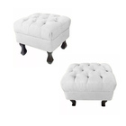 Kit 02 Puffs Retrô Luis Xv Fixo Capitonê Suede Branco - Ds Es