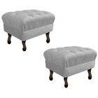 Kit 02 Puffs Retrô Luis Xv Suede Cinza - Amarena Móveis