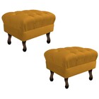 Kit 02 Puffs Retrô Luis Xv Suede Mostarda - Amarena Móveis