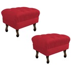 Kit 02 Puffs Retrô Luis Xv Suede Vermelho - Amarena Móveis