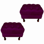 Kit 02 Puffs Retrô Luiz Xv Capitonê Para Sala E Quarto Suede