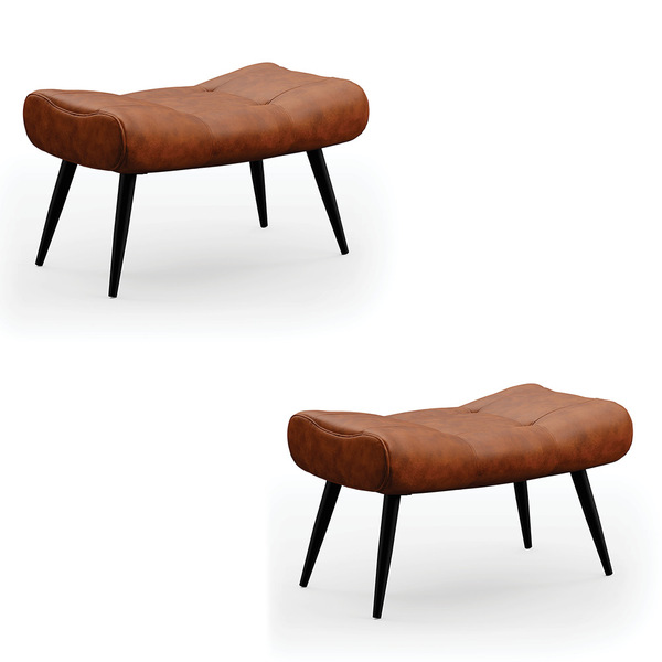 Kit 02 Puffs Sher Corano Pés Palito De Ferro - D'rossi - Nozes