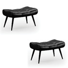 Kit 02 Puffs Sher Facto Preto Pés Palito De Ferro - D'rossi