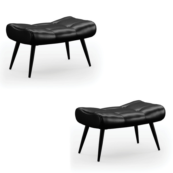 Kit 02 Puffs Sher Facto Preto Pés Palito De Ferro - D'rossi