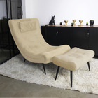 Kit 02 Puffs Sher Suede Bege Pés Palito De Ferro - D'rossi