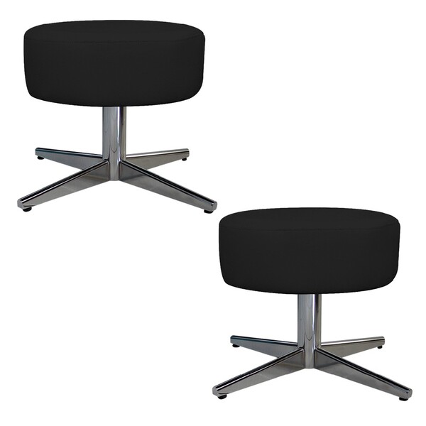 Kit 02 Puffs Sofia Base Giratória Metal Corano Preto - Amaren