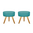 Kit 02 Puffs Sofia Palito Mel Suede Azul Turquesa - Amarena M