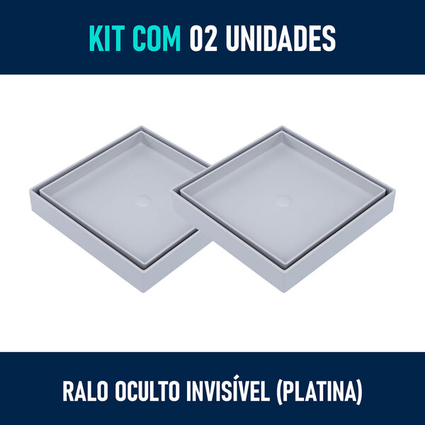 Kit 02 - Ralo Quadrado Para Embutir No Porcelanato (platina)