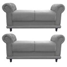 Kit 02 Recamier Barcelona Namoradeira Calçadeira Suede Grafit