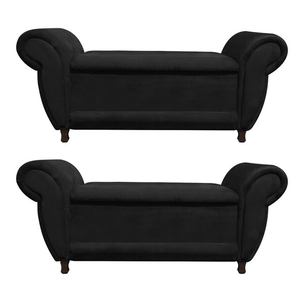 Kit 02 Recamier Com Baú Itália Namoradeira Calçadeira Suede M